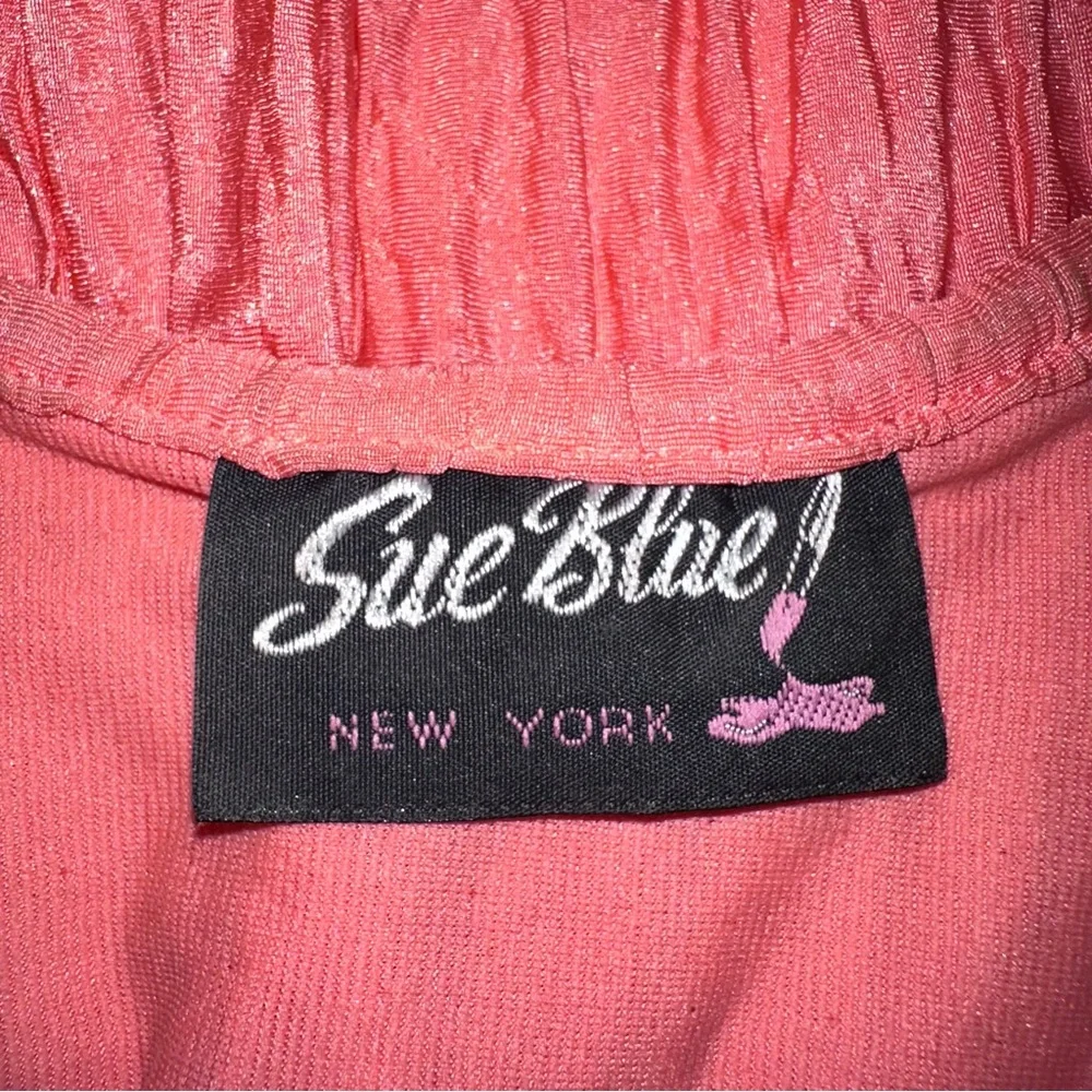 Vintage Sue Blue Tank And Jacket 2 Piece Set Sz‎ XL? Coral Crinkle USA Made READ